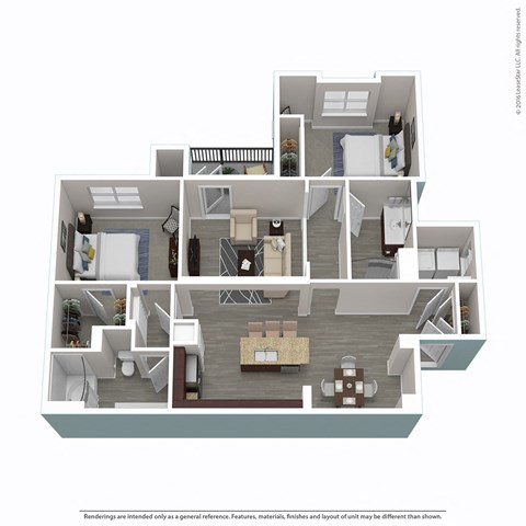 Floor plan for 2 beds, 2 baths, 1128 sqft